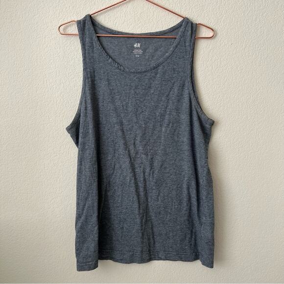 H&M Regular Fit Tank Top navy blue micro stripe knit - Picture 1 of 5